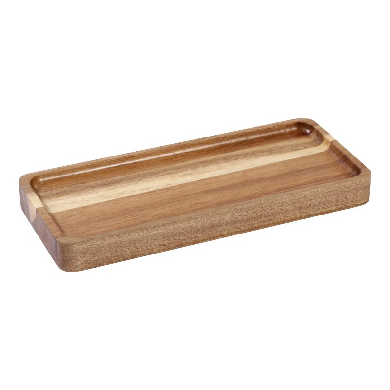 Janxin Vanity Tray  Bathroom Tray  Soap Dispenser Tray for Bathroom  Kitchen and Home Decor(Acacia-Medium) - Image 1